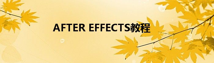 AFTER EFFECTS教程