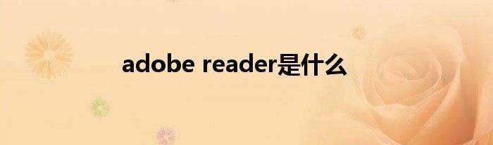 adobe reader是什么