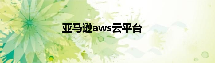 亚马逊aws云平台