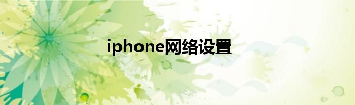 iphone网络设置