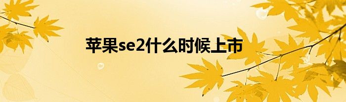 苹果se2什么时候上市