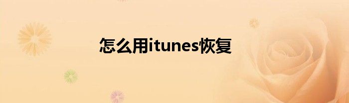 怎么用itunes恢复