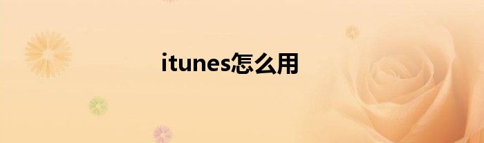 itunes怎么用