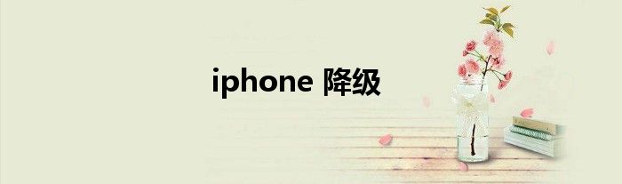 iphone 降级