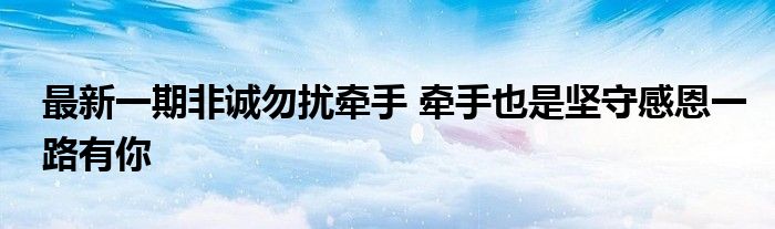 最新一期非诚勿扰牵手 牵手也是坚守感恩一路有你