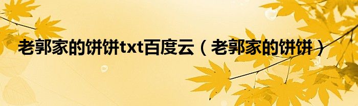 老郭家的饼饼txt百度云（老郭家的饼饼）