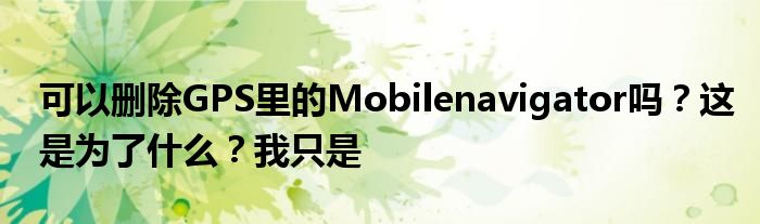 可以删除GPS里的Mobilenavigator吗？这是为了什么？我只是