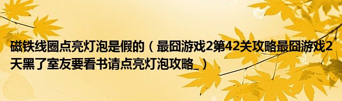 磁铁线圈点亮灯泡是假的（最囧游戏2第42关攻略最囧游戏2天黑了室友要看书请点亮灯泡攻略_）