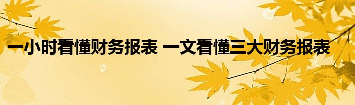 一小时看懂财务报表 一文看懂三大财务报表