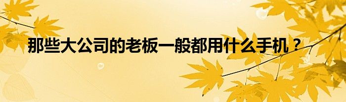 那些大公司的老板一般都用什么手机？