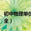 初中物理单位符号图表（初中物理单位符号大全）