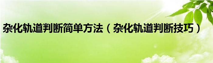 杂化轨道判断简单方法（杂化轨道判断技巧）