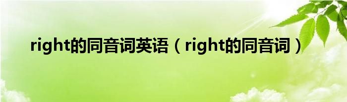 right的同音词英语（right的同音词）