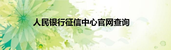 人民银行征信中心官网查询