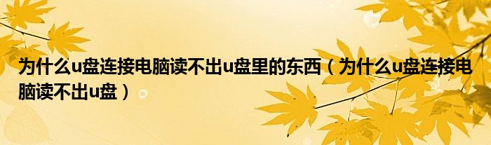 为什么u盘连接电脑读不出u盘里的东西（为什么u盘连接电脑读不出u盘）