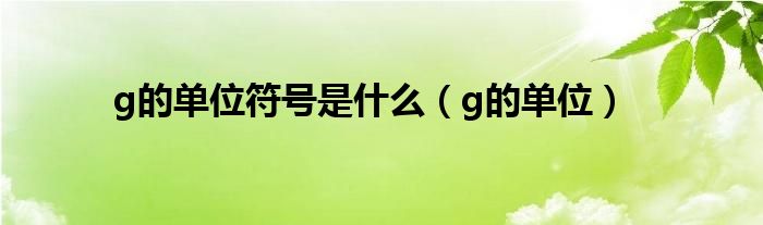 g的单位符号是什么（g的单位）