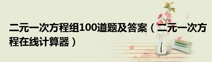 二元一次方程组100道题及答案（二元一次方程在线计算器）