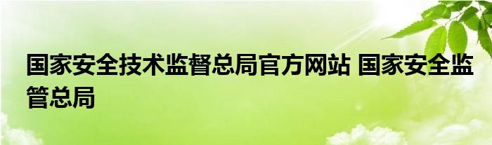 国家安全技术监督总局官方网站 国家安全监管总局