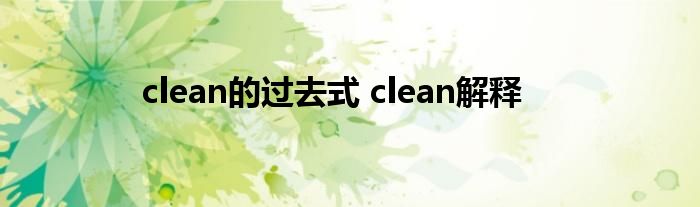 clean的过去式 clean解释