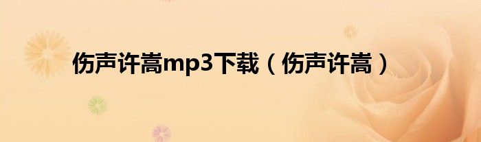 伤声许嵩mp3下载（伤声许嵩）