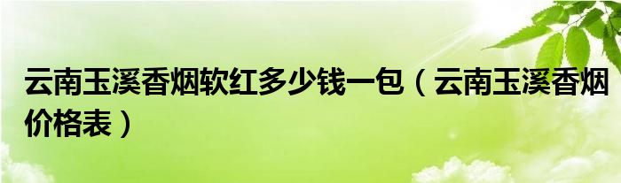 云南玉溪香烟软红多少钱一包（云南玉溪香烟价格表）