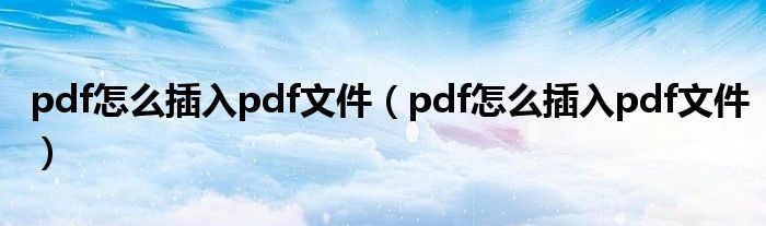 pdf怎么插入pdf文件（pdf怎么插入pdf文件）