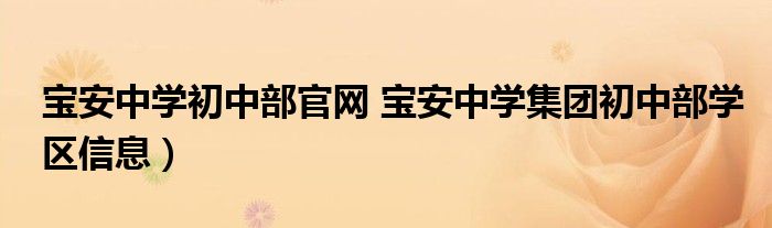 宝安中学初中部官网 宝安中学集团初中部学区信息）