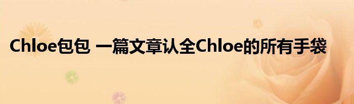 Chloe包包 一篇文章认全Chloe的所有手袋