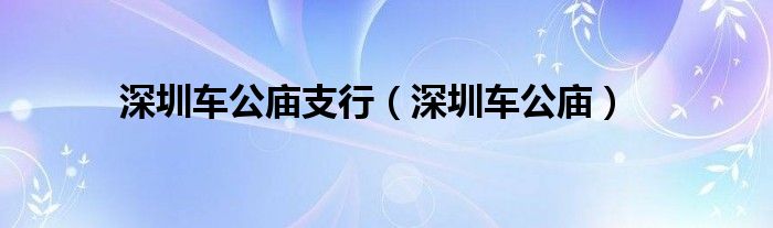 深圳车公庙支行（深圳车公庙）