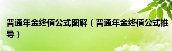 普通年金终值公式图解（普通年金终值公式推导）