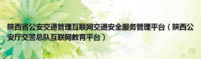 陕西省公安交通管理互联网交通安全服务管理平台（陕西公安厅交警总队互联网教育平台）