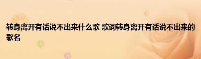 转身离开有话说不出来什么歌 歌词转身离开有话说不出来的歌名