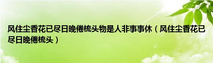 风住尘香花已尽日晚倦梳头物是人非事事休（风住尘香花已尽日晚倦梳头）