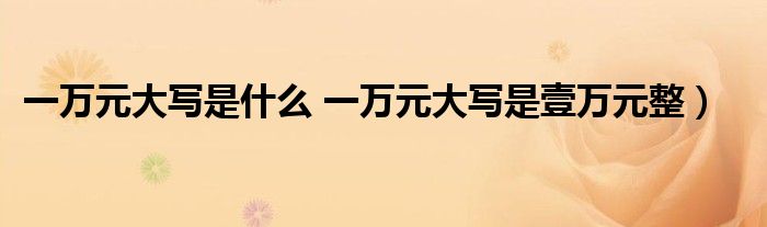 一万元大写是什么 一万元大写是壹万元整）